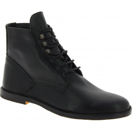 Men's black leather ankle boots handmade in Italy