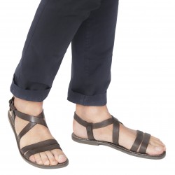 Franziskaner-sandalen für Männer aus schlammfarbene Leder in Italien von Handgefertigt