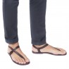Handmade purple leather thong sandals for men