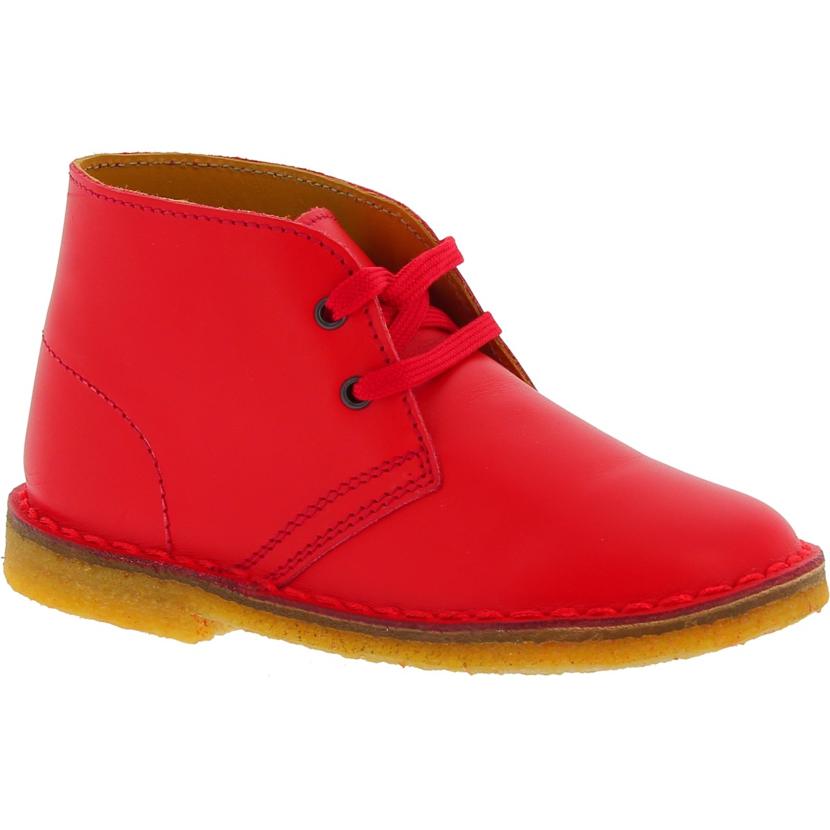 girls and boy's chukka boots in red handmade in Italy The leather craftsmen