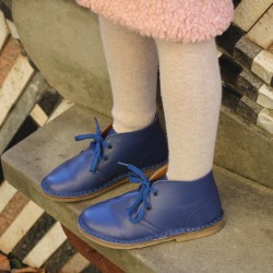 Girl and boys ankle boots in real blue leather handmade in Italy