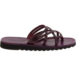 Handmade Flip-flops in intertwined purple leather laces