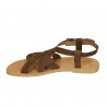 Men's handmade thong sandals in brown nubuck leather