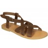 Men's handmade thong sandals in brown nubuck leather