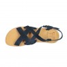 Men's handmade thong sandals in blue nubuck leather