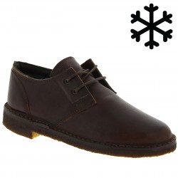 Women's low shoes in dark brown leather with winter lining