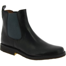 Men black leather chelsea boot with natural rubber sole