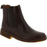 Women's dark brown leather chelsea boot with natural rubber sole