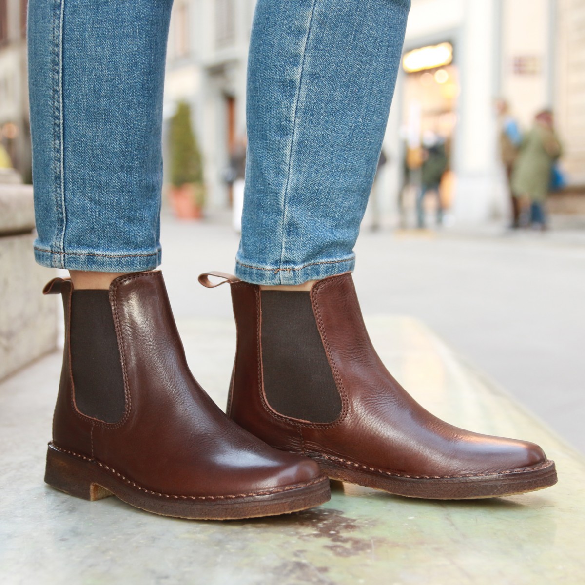 dark brown leather chelsea boot with natural rubber sole The leather craftsmen