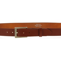 Cinturón de piel brandy con hebilla rectangular de metal clásica