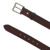 Cinturón de piel marron oscuro con hebilla rectangular de metal clásica