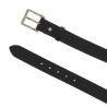 Cinturón de piel negro con hebilla rectangular de metal clásica