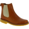 Women tan leather chelsea boot with natural rubber sole