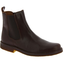 Men's dark brown leather chelsea boot with natural rubber sole