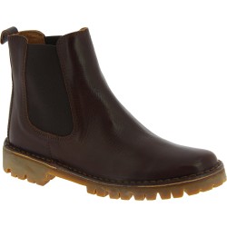 Women's chelsea ankle boot in dark brown leather and Vibram sole