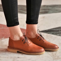 Zapatos bajos para mujer de cuero marrón con forro de invierno