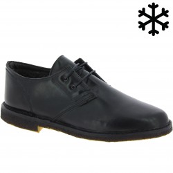 Men's black leather low top shoes with winter lining