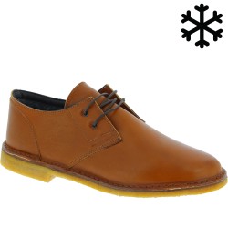 Chaussures basses homme en cuir marron avec doublure d'hiver