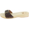 Handmade men's wooden clog sandals with adjustable dark brown leather band