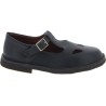 Women's black leather t-strap low top shoes handmade in Italy