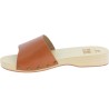 Handmade wooden clogs for men with large brown leather band