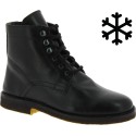 Women's black leather ankle boots with winter lining