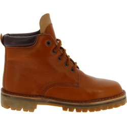 Handmade men's ankle boots in brown leather and Vibram sole