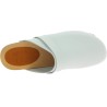 Wooden clogs for women with closed upper in white leather