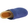 Wooden clogs for women with closed upper in blue suede leather