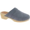 Wooden clogs for women with closed upper in grey suede leather