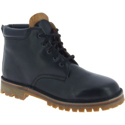Handmade men's ankle boots in black leather and Vibram sole
