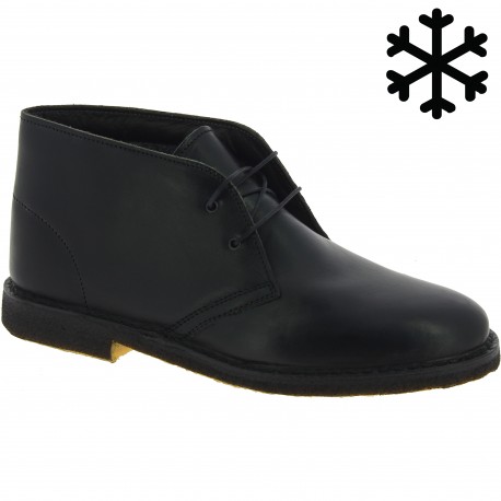 Men's black leather chukka boots with winter lining
