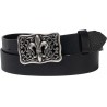 Handcrafted black leather belt with Florentine lily buckle