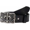 Handcrafted black leather belt with Florentine lily buckle