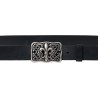 Handgefertigter schwarzer Ledergürtel mit Florentiner Lilienschnalle