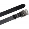 Cinturón de cuero legittimo negro con hebilla de lirio florentino