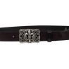 Handcrafted dark brown leather belt with Florentine lily buckle