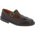 Men's dark brown leather low top t-strap shoes handmade in Italy