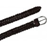 Hand woven belt in dark brown vegetable tanned leather