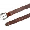 Tan leather western belt for women with metal buckle and tip