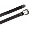 Dark brown leather western belt for women with metal buckle and tip