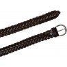 Hand woven belt in dark brown vegetable tanned leather