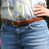 Handmade braided belt in tan vegetable tanned leather