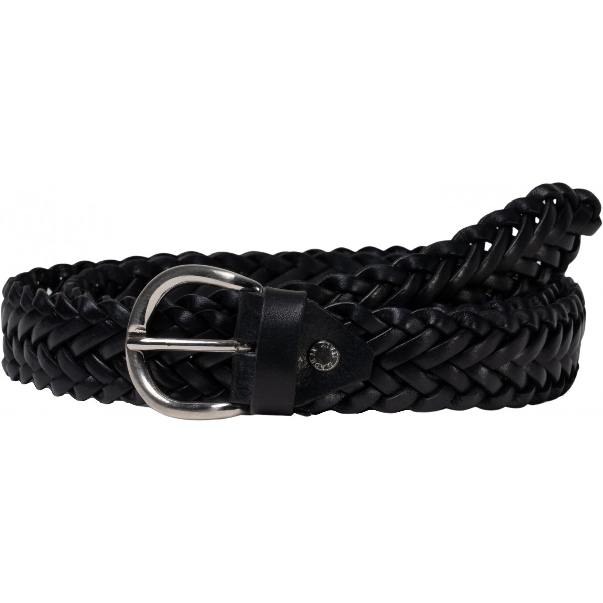 white hand-braided leather strap