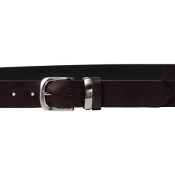 Handgefertigter dunkelbrauner Ledergürtel mit Metallschnalle und Schlaufe