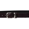 Handmade dark brown leather belt with metal buckle and loop