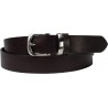 Handmade dark brown leather belt with metal buckle and loop
