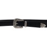 Western schwarze Ledergürtel für Damen mit eingraviertem Metallschnalle