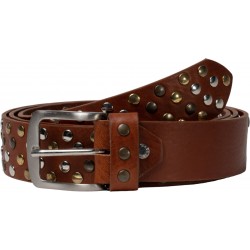 Handmade metal studded leather belt brown color unisex