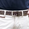 Handmade metal studded leather belt dark brown color unisex